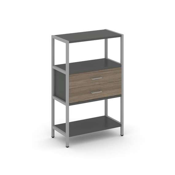 Shelf System Односекционный стеллаж трехярусный с ящиками SN.STM-312 Антрацит/Вяз Благородный/Металл