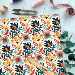 Ткань муслин яркие цветы из советского мультика