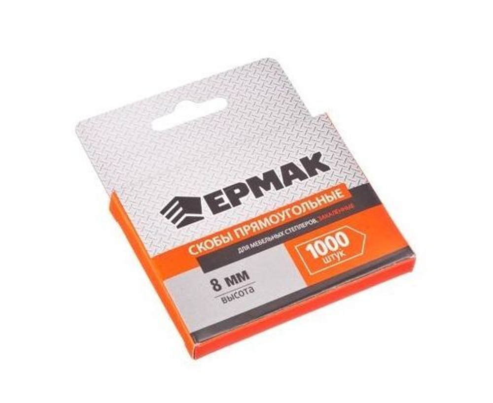 Скоба закаленная 8мм (11,3х0,7мм) для мебельного степлера 1000шт ЕРМАК