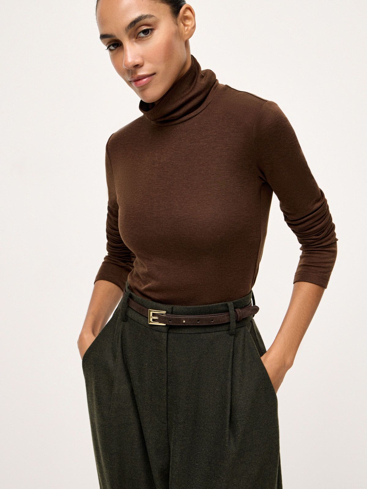 Деликатная водолазка с шерстью brandy brown