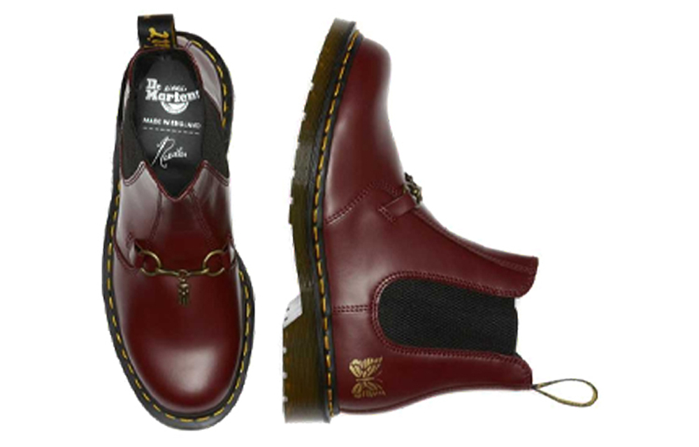 Dr.Dr. Martens Needles 2976 Snaffle Chelsea round-headed vest buckle short-tube Chelsea boots for men and women with the same style cherry red