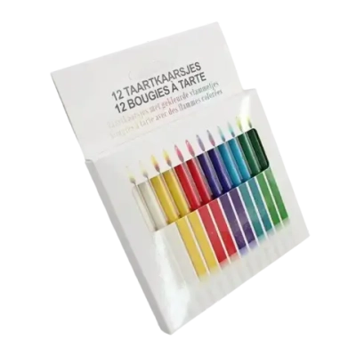 Набор свечей для торта «Ве Нарру» (цветное пламя, 10 см) 12 шт