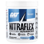 GAT, Sport, NITRAFLEX® Advanced, предтренировочный комплекс, со вкусом голубой малины, 300 г (10,6 унции)