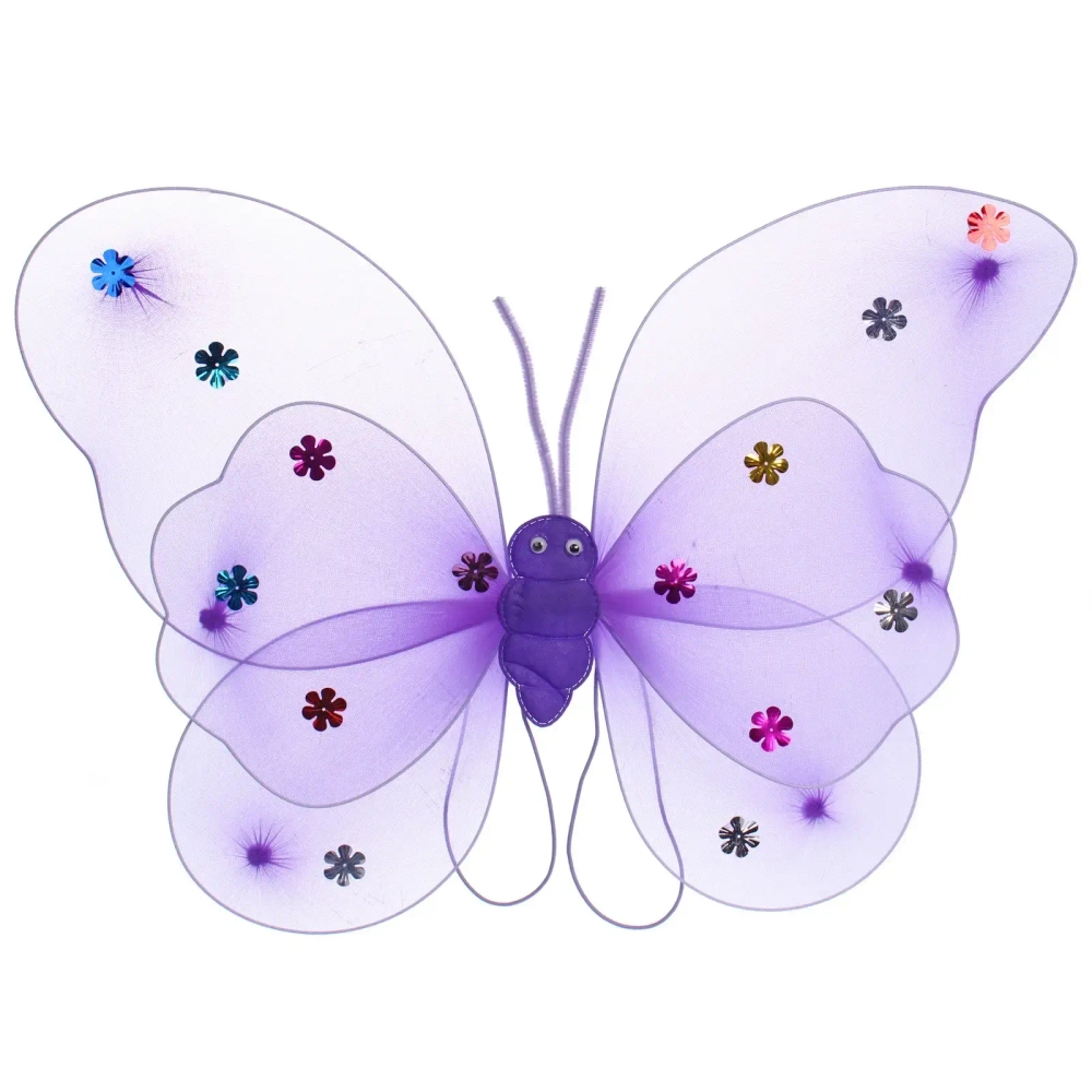 Карнавальный костюм «Волшебная сказка» (юбка, крылья, волшебная палочка, ободок), Сиреневый