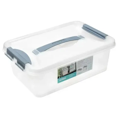 Контейнер с защелками и ручкой 6л Клик прозрачный С272ПРО