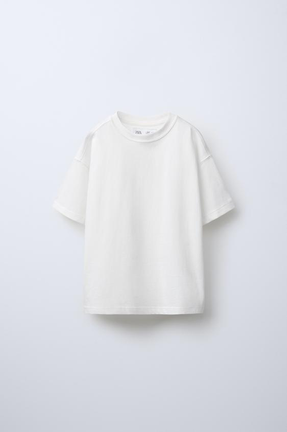 ZARA ОДНОТОННАЯ ФУТБОЛКА, БЕЛЫЙ