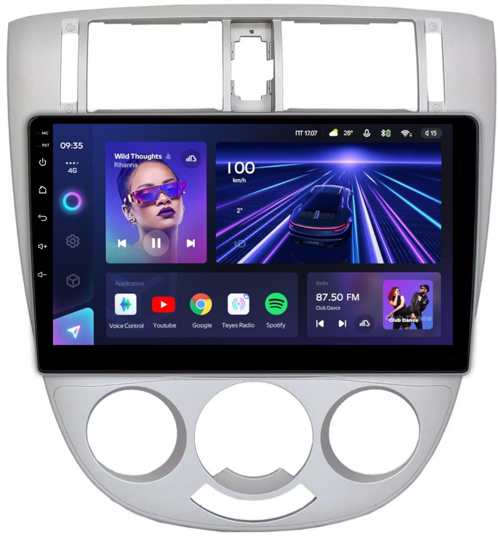Магнитола для Chevrolet Lacetti седан/универсал, Daewoo Gentra (кондиционер, рамка серебро) - Teyes CC3 Android 10, ТОП процессор, 4/32 Гб, CarPlay, SIM-слот