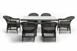 "Амароне" обеденная группа из искусственного ротанга на 6 персон, цвет графит