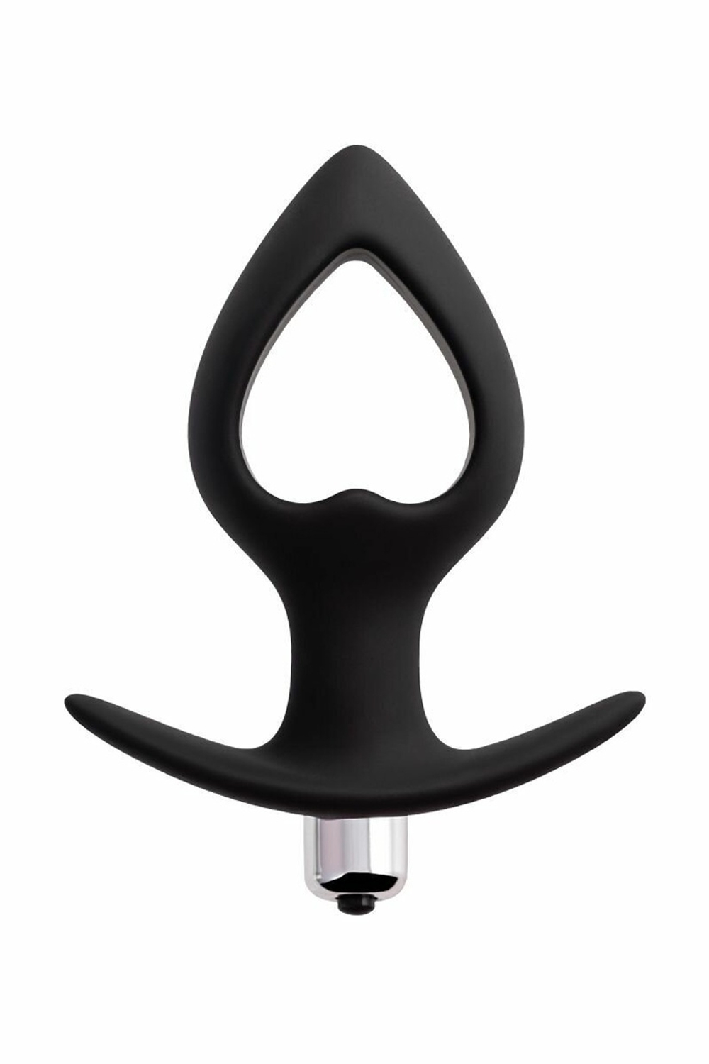 Черная вибровтулка с полой серединой в виде сердечка Cordis M - 14 см. (Цвет: черный)