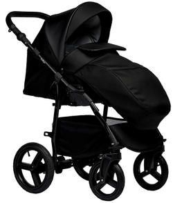 Детская коляска Indigo Impulse Eco 3 в 1 с автокреслом Avionaut Cosmo Ie08 черная кожа/черный