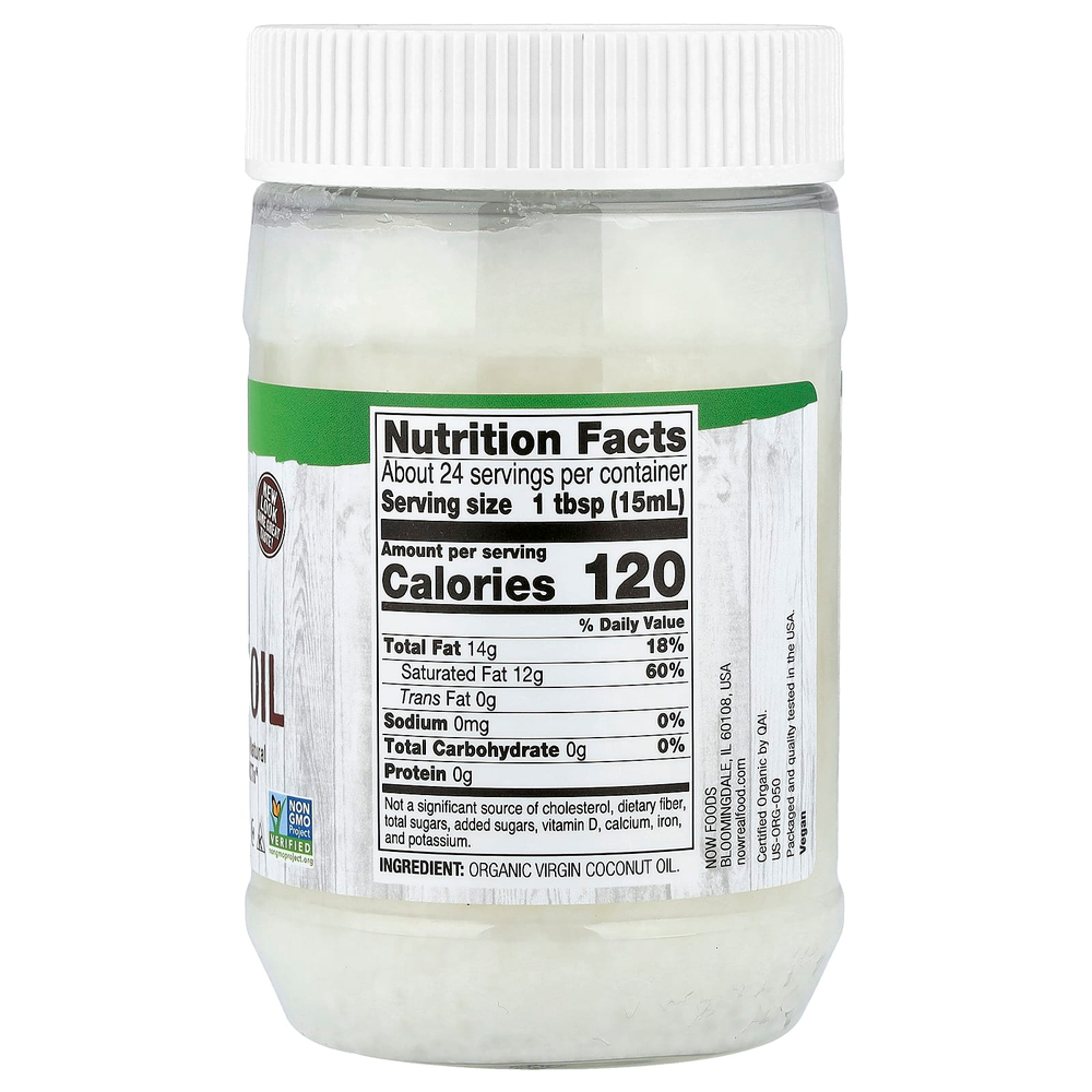 NOW Foods, Real Food, органическое кокосовое масло первого отжима, 355 мл (12 жидк. унций)