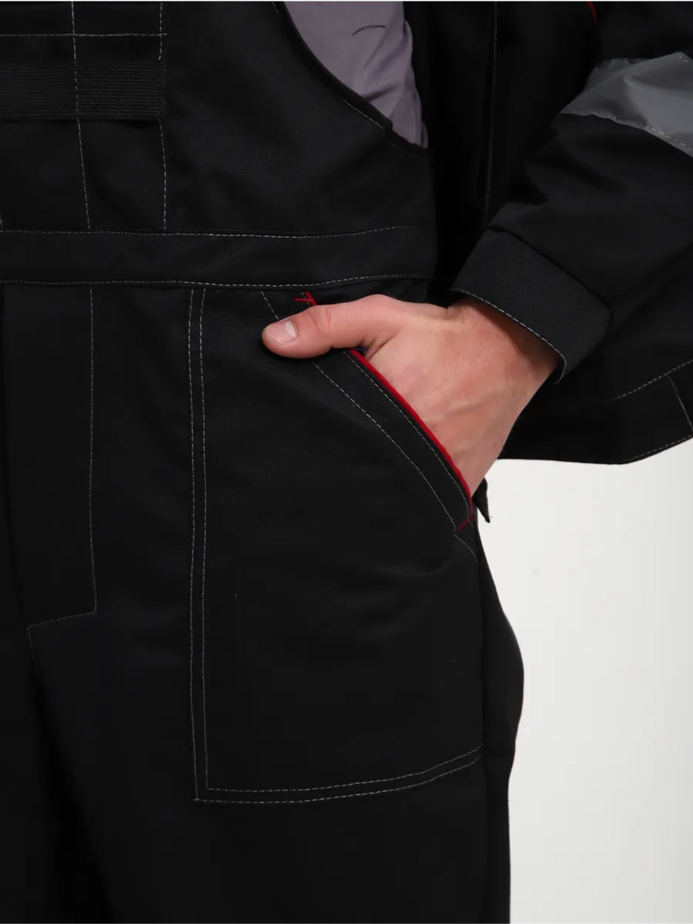 Полу Комбинезон рабочий Спецодежда черный штаны на лямках