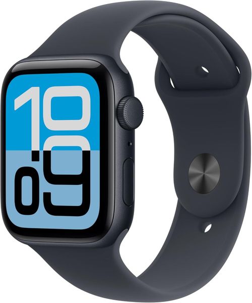 Умные часы Apple Watch SE 3 44 мм из алюминия цвета «тёмная ночь», спортивный ремешок «тёмная ночь» (S/M)