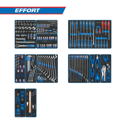KING TONY (934-235MRVD) Набор инструментов "EFFORT" для тележки, 12 ложементов, 235 предметов