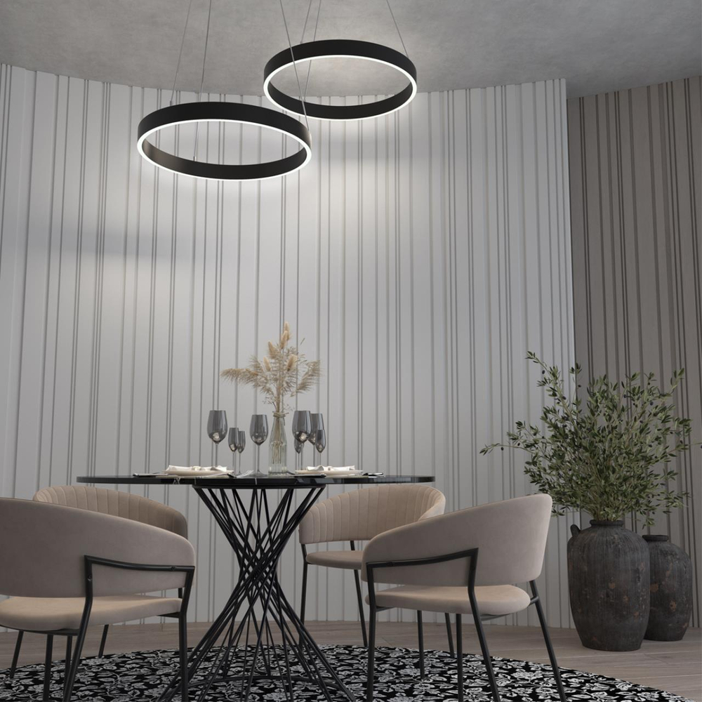 358959 OVER NT22 298 черный Светильник подвесной диммируемый, в комплекте пульт ДУ (2.4G) IP20 LED 3000К~6000К 50W 220V ITER