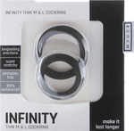 Набор из 2 чёрных эрекционных колец разного размера Infinity Thin M and L Cockring (Цвет: черный)