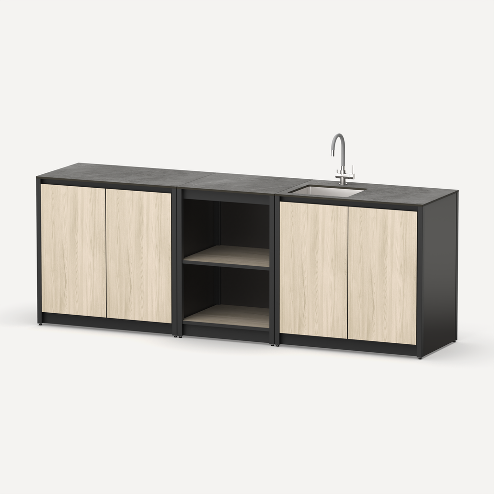 Уличная кухня Lounge C-106S, 2.4 м, дуб сонома/черный мрамор