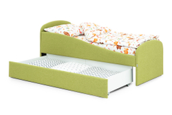 Детская мягкая кровать с ящиком Бельмарко Letmo авокадо рогожка