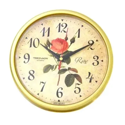 Часы наст. круглые Роза цв. зол. d=29см