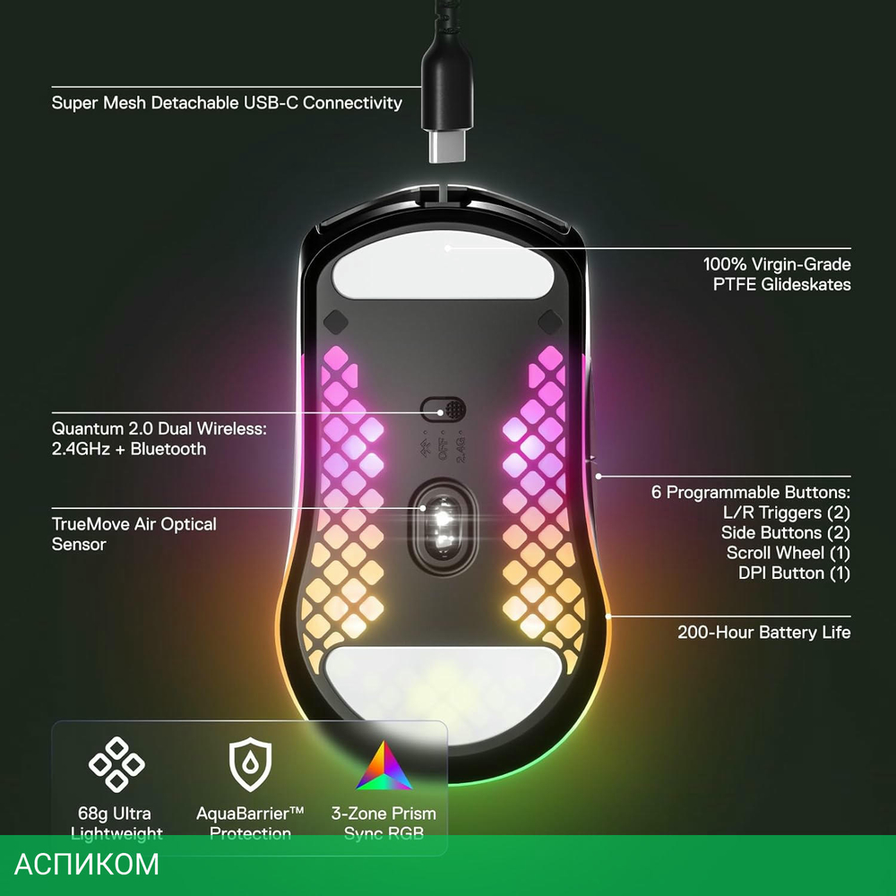 Мышь SteelSeries Aerox 3 Onyx (62612)