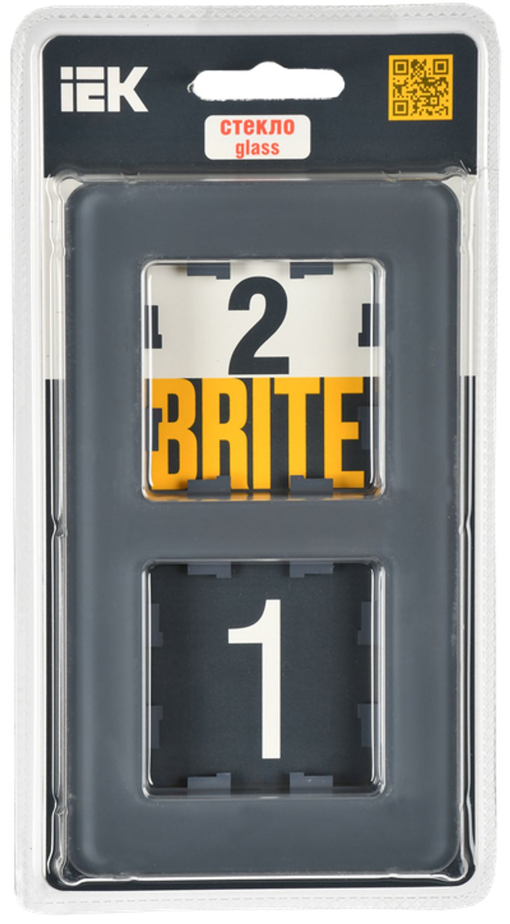 BRITE Рамка 2-местная РУ-2-2-Бр стекло графит RE IEK