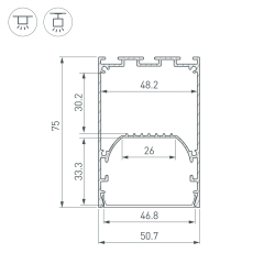 Профиль LINE-S-5075-2000 WHITE (Arlight, Алюминий) 041850