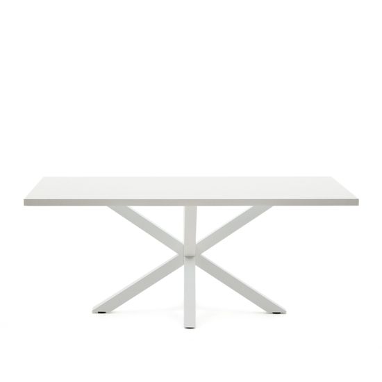 Белый лакированный стол Arya со стальными ножками 200x100