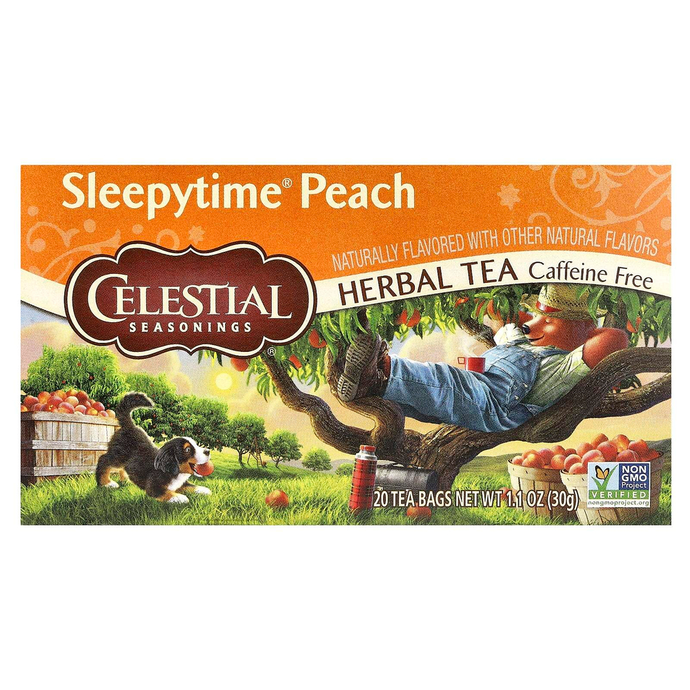 Celestial Seasonings, Sleepytime, травяной чай, без кофеина, персик, 20 чайных пакетиков, 29 г (1,0 унция)