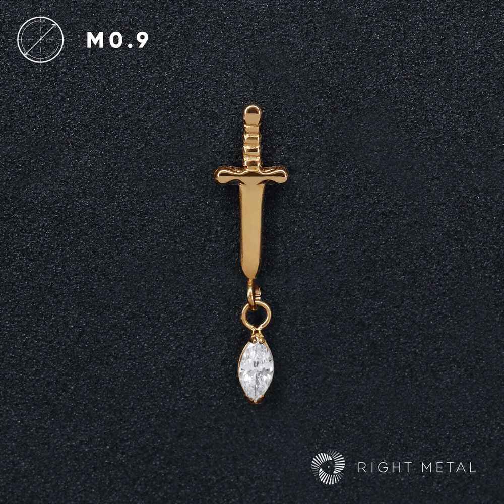 Pendant Dagger v.2 Crystal PVD Yellow
