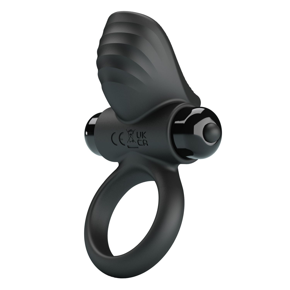 Черное эрекционное кольцо с вибрацией Adrien