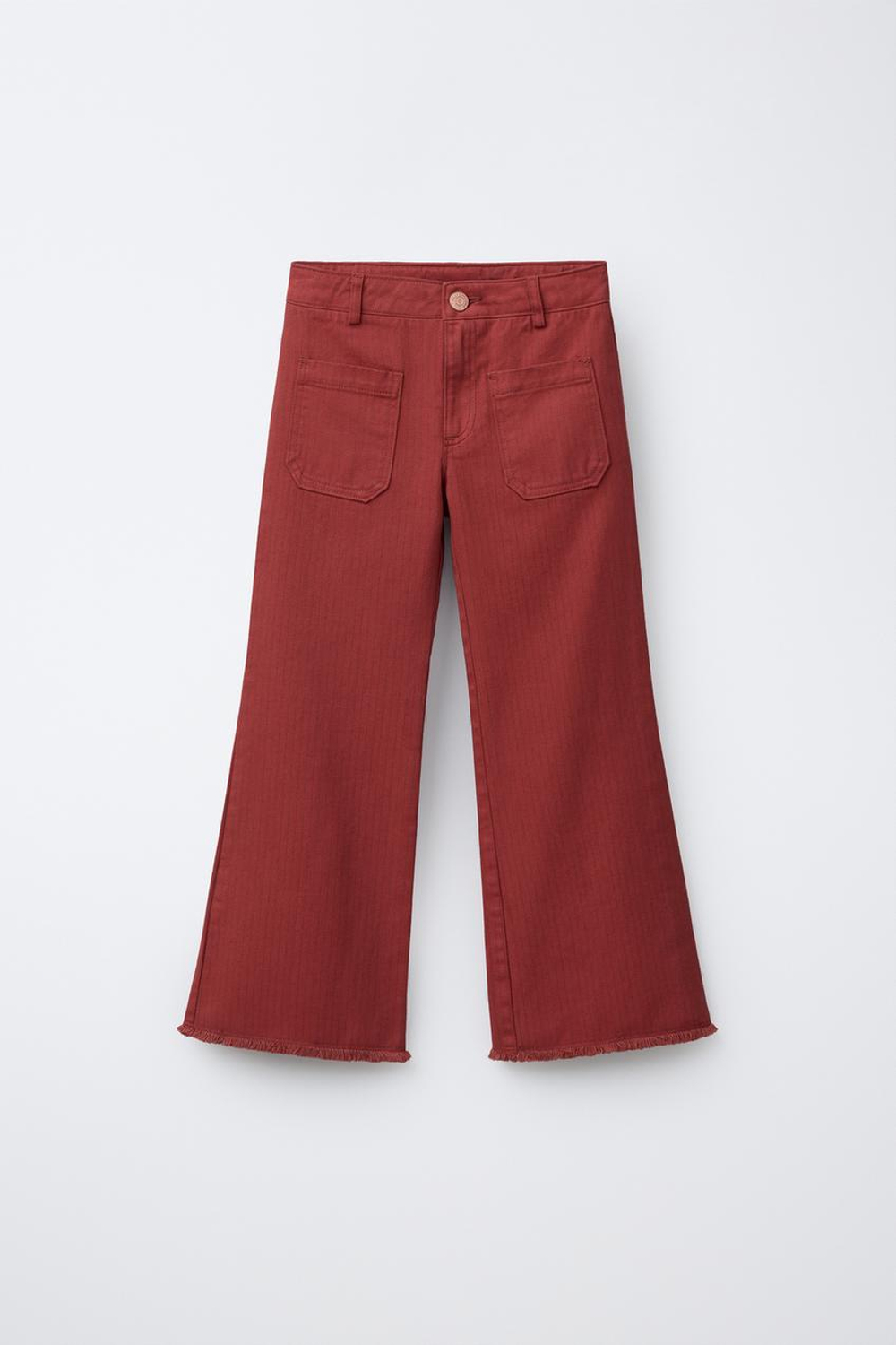 ZARA ДЖИНСЫ FLARE В ПОЛОСКУ, КРАСНЫЙ