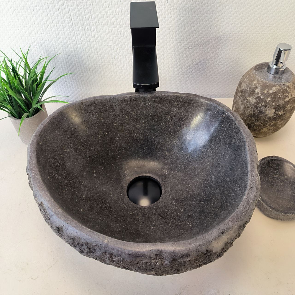Раковина из речного камня RS-66033 37х35х15 из натурального камня