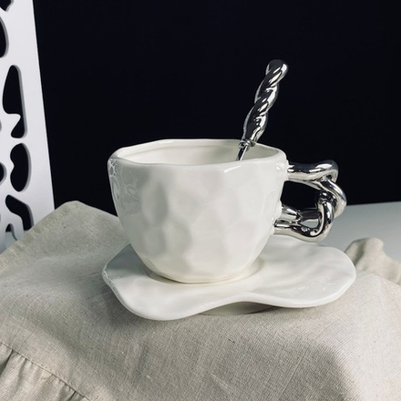 Lenardi 163-082 Чашка 280мл с блюдцем и ложкой в под.уп.(х24)Фарфор