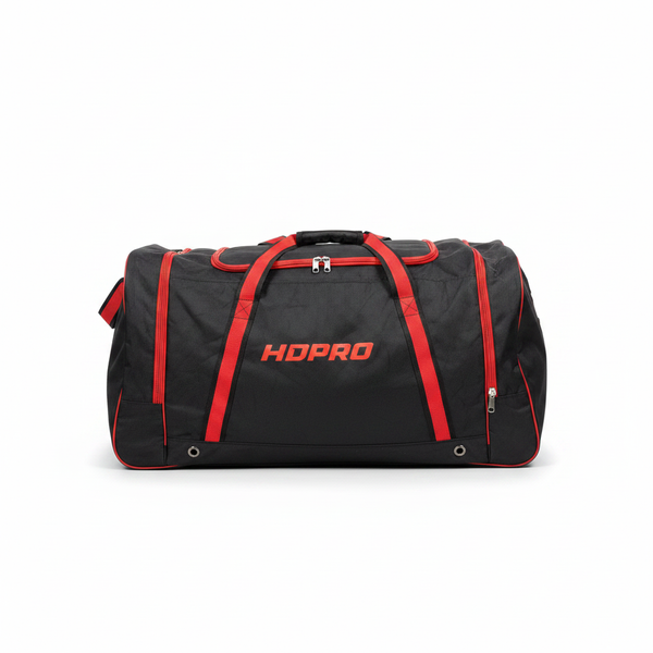 Баул на колесах с карманами и выдвижной ручкой HDPRO (цвет чёрный с красным, размер 34