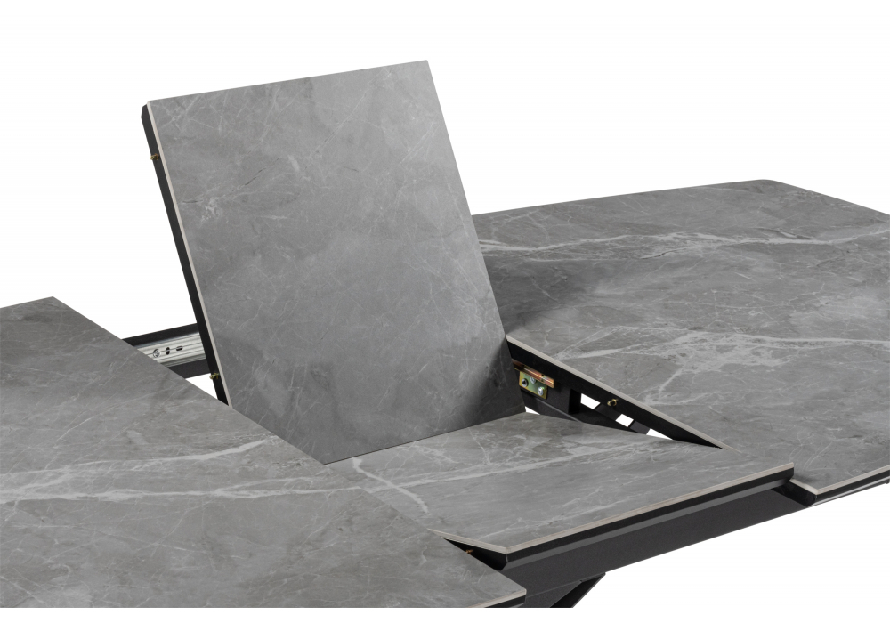 Керамический стол Woodville Риполь 160(205)х89 larka grey, черный