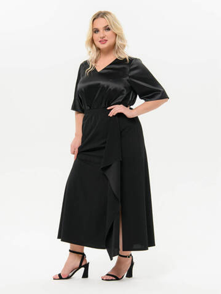 Юбка из крепа с отлетным полотнищем, чёрная