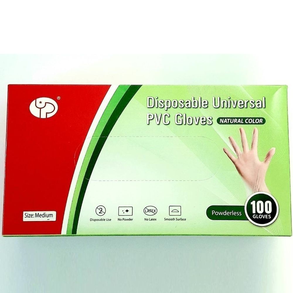 Перчатки виниловые натуральные неопудренные Disposable UniversaL