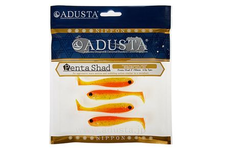 Приманка ADUSTA Penta shad 3" #100 Green Chart Glitter Orange