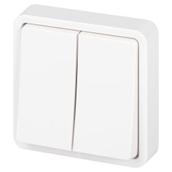 Переключатель ЭРА Эксперт 11-1526-01 двойной IP55, 10АХ-250В, СУ, белый | Эра Эксперт