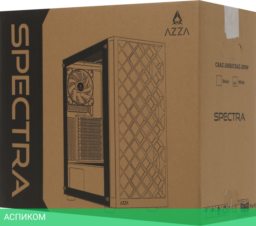 Корпус Azza Spectra белый без БП (CSAZ-280W)