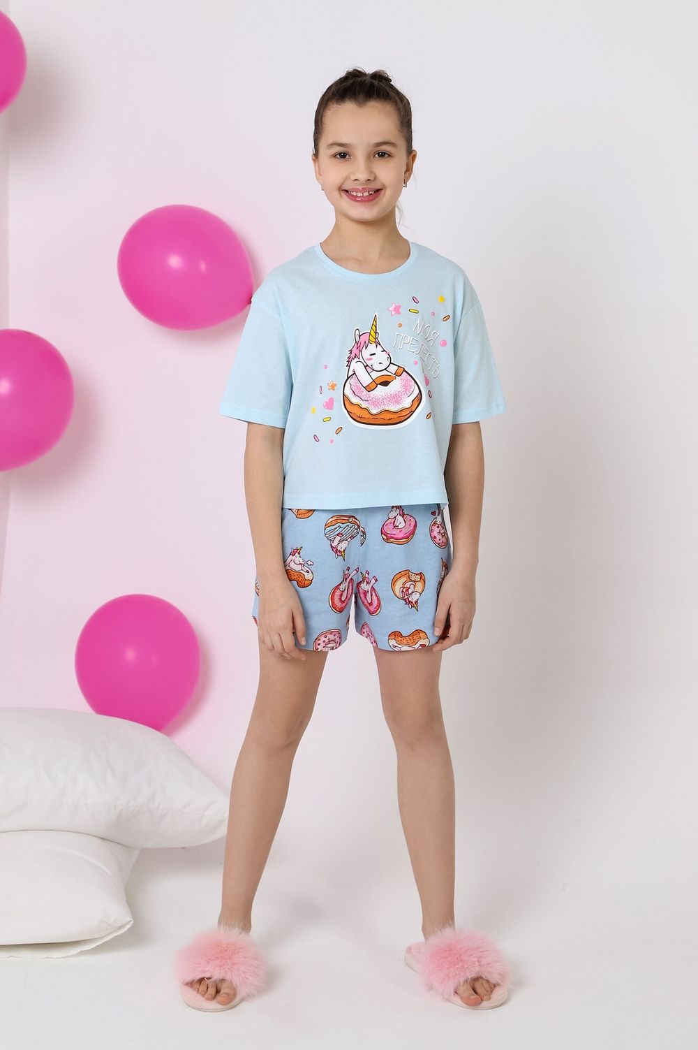 Пижама для девочки Единопончик-3 Виотекс ГОЛУБОЙ