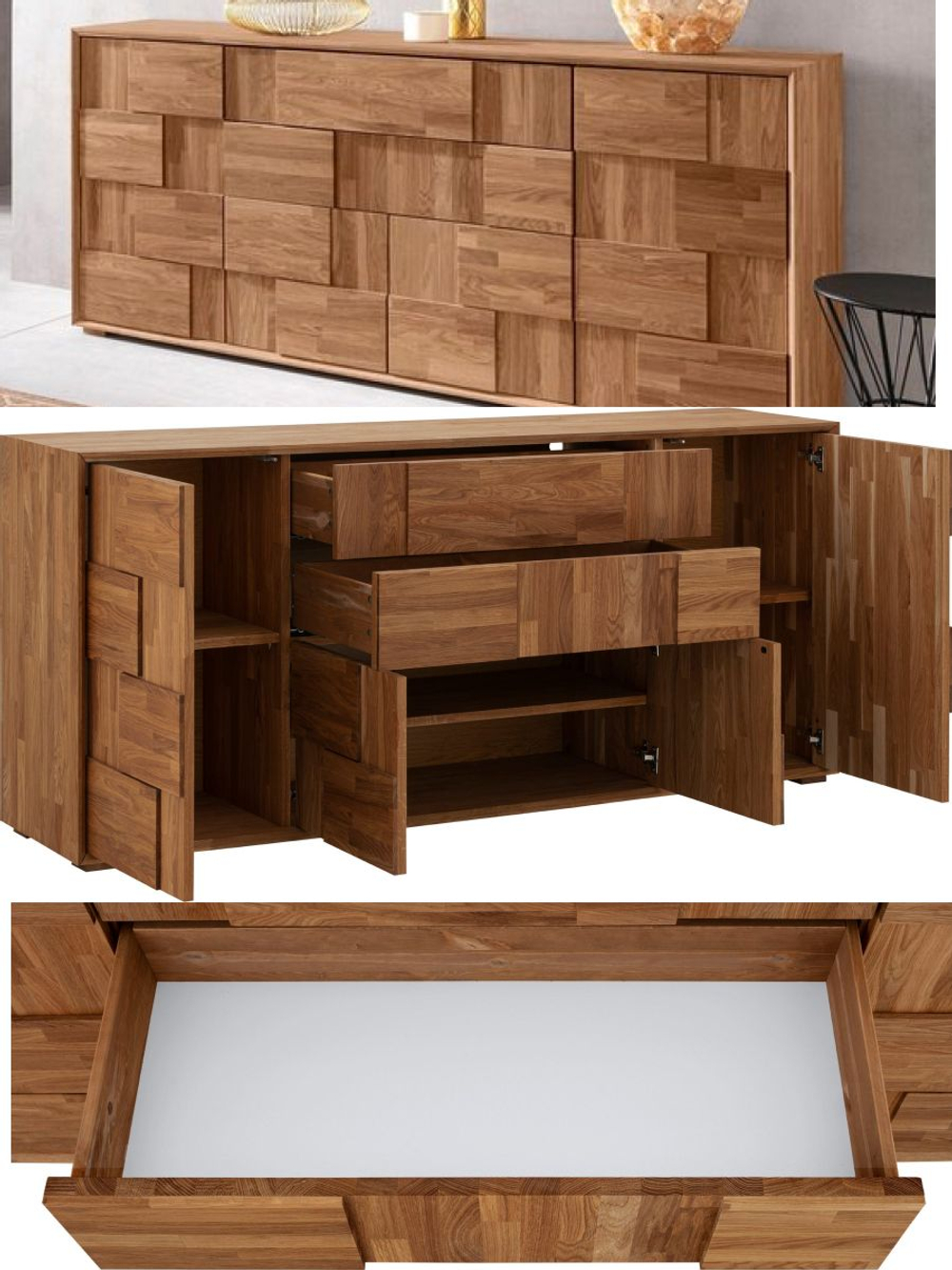 Комод 180х42х82, Тронд, 4 двери, с 2 ящиками для вещей и одежды, в гостиную, прихожую, спальню, дуб масло, Makosa