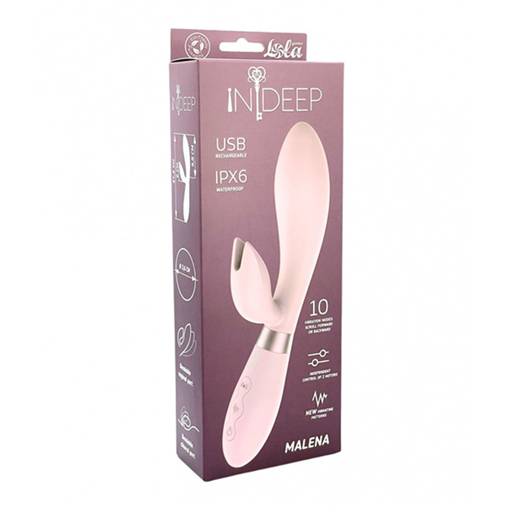 Розовый вибратор-кролик 21,5см Indeep PRO Malena Pink