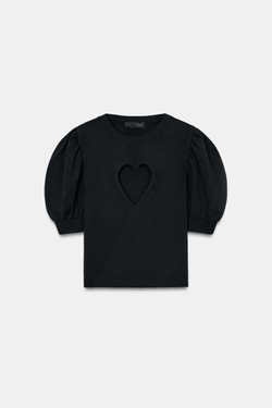 ZARA СВИТЕР С ВЫРЕЗОМ «СЕРДЦЕ», МОРСКОЙ СИНИЙ