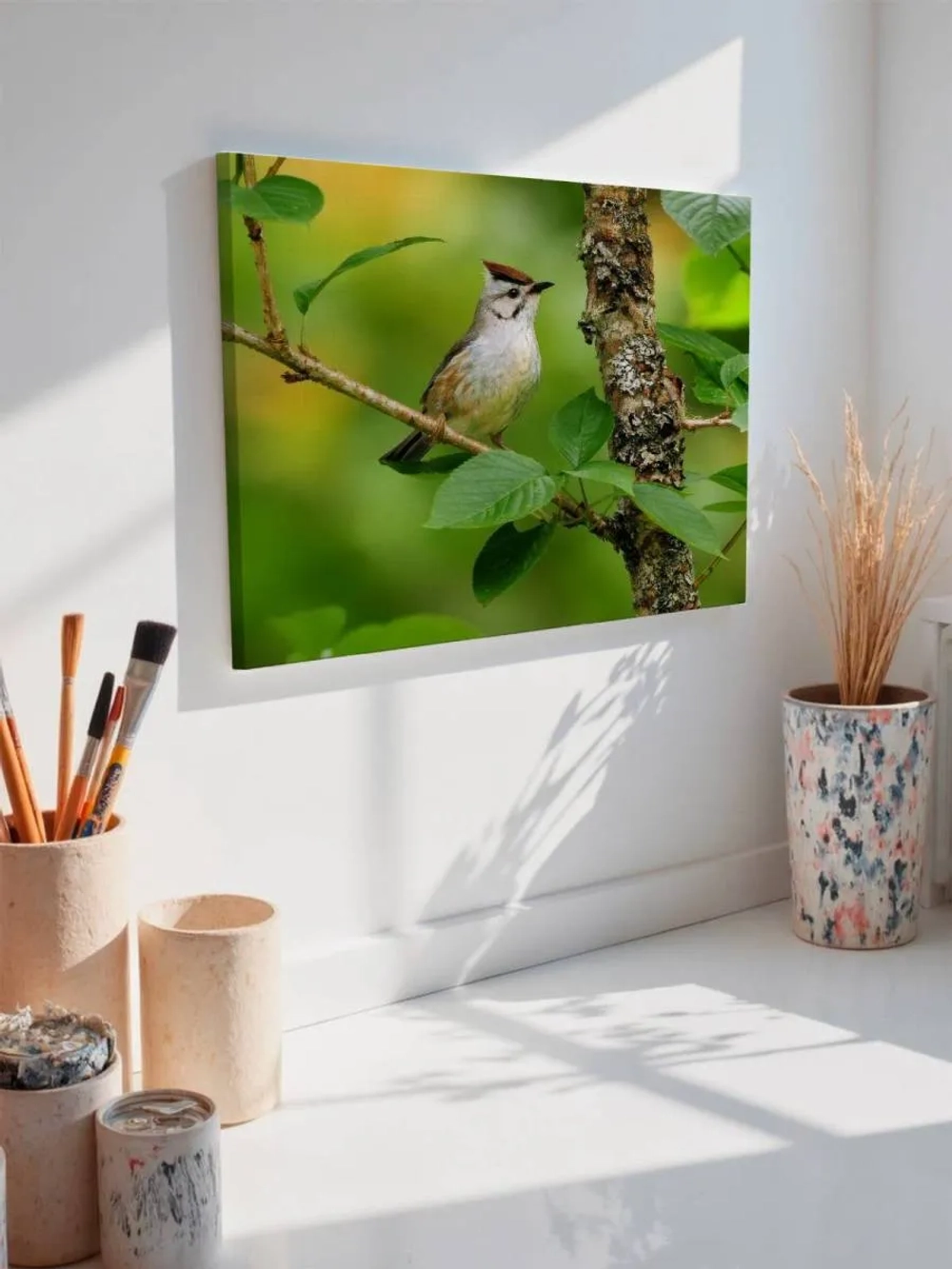 Картина на стену 40 X 50 Птица хохлатая синица