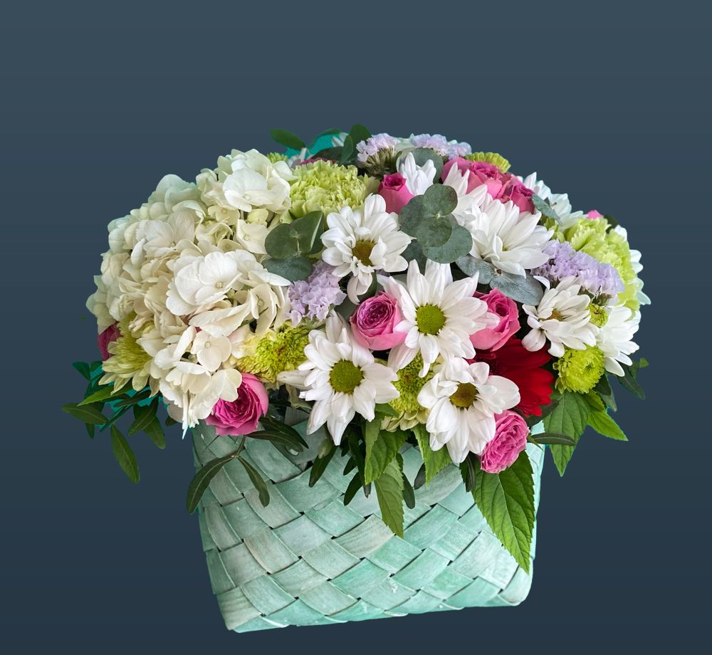 Букет Корзинка плетеная с Гортензией