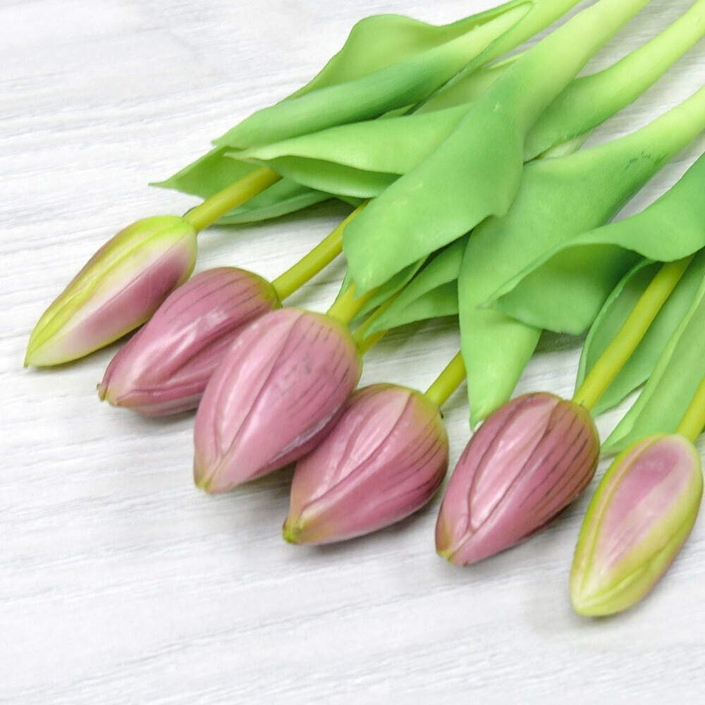 Цветы искусственные Тюльпаны букет 7шт, силикон, цвет розовый