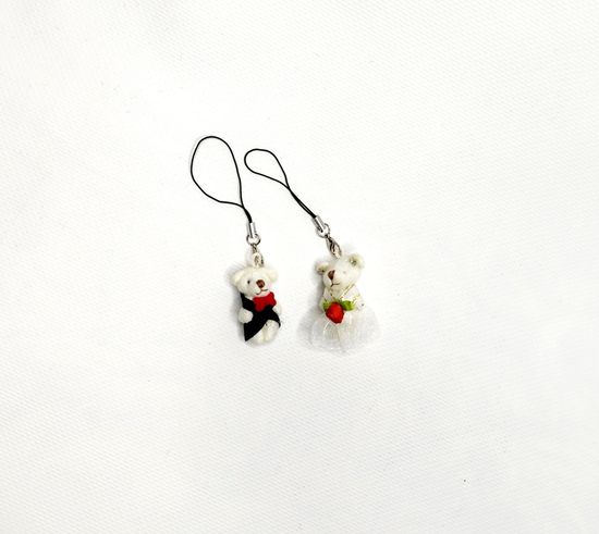 Свадебные игрушки-мишки "Пара жених и невеста", брелок-подвеска мини