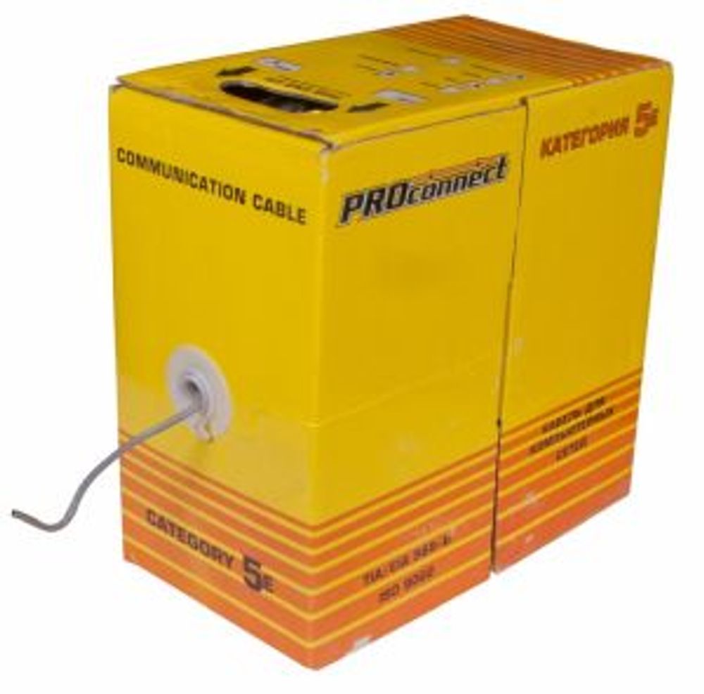 Кабель витая пара F/UTP, CAT 5, PVC, 4PR, 26AWG, внутренний, однопроволочный, серый, 305м PROconnect