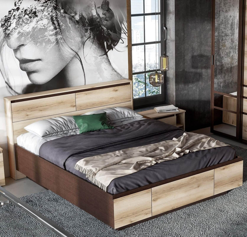 Кровать двойная (1,6х2,0) "Берген" серия 3